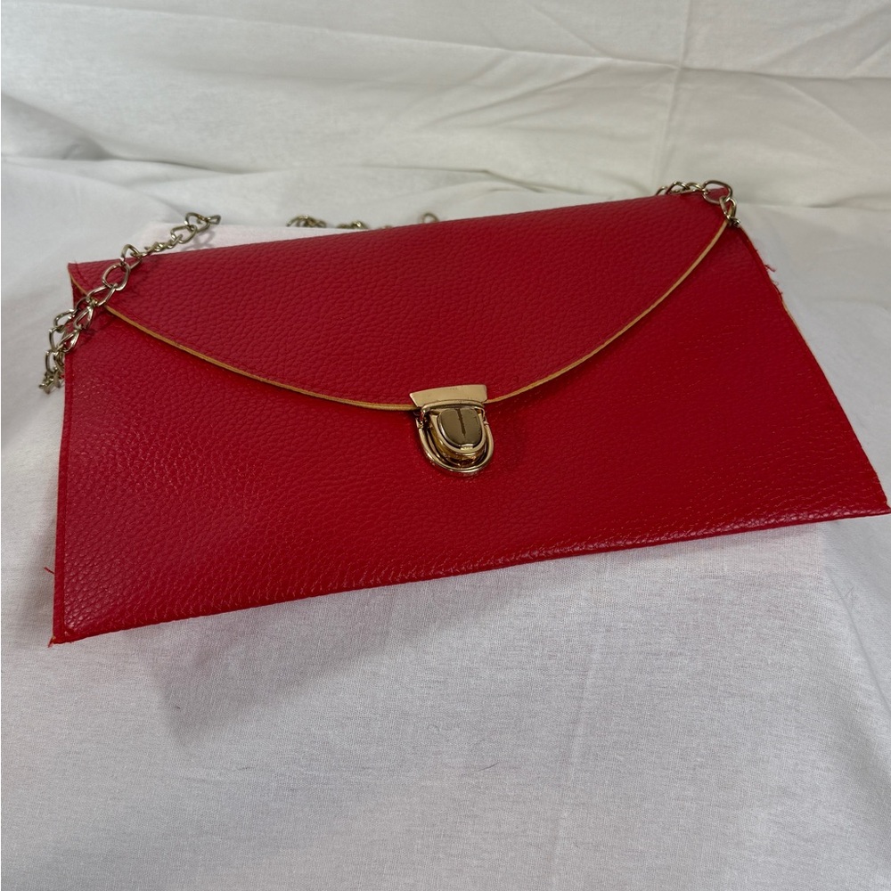 Affordable Fashion Finds Vibrant Red Clutch with Gold Chain